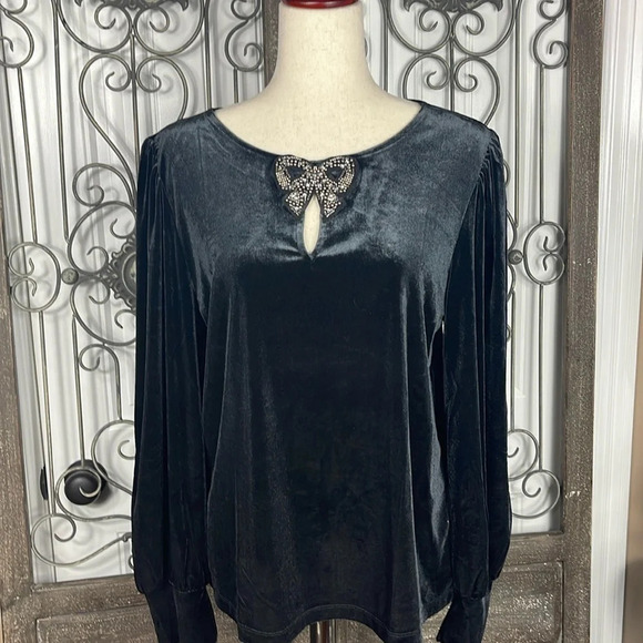 TOP
Embellished Bow Cozy Velour Top Sz L - Picture 2 of 12